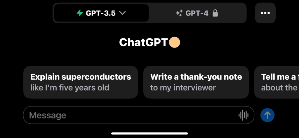 スマホ用ChatGPTアプリの画面